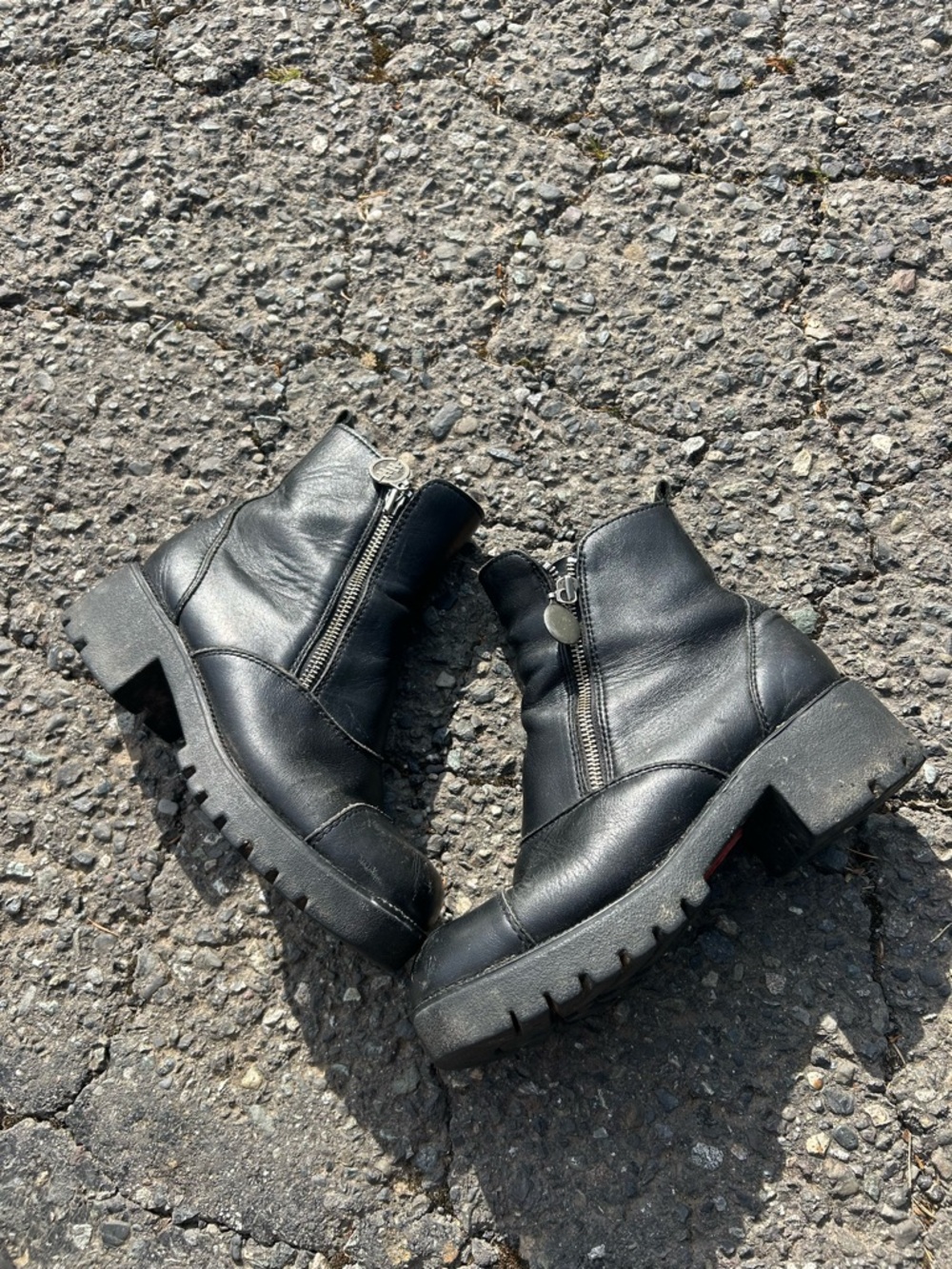 Double H Black Leather Side-Zip Moto Motorcycle Ankle Boots Sz 7.5 - Picture 8 of 11